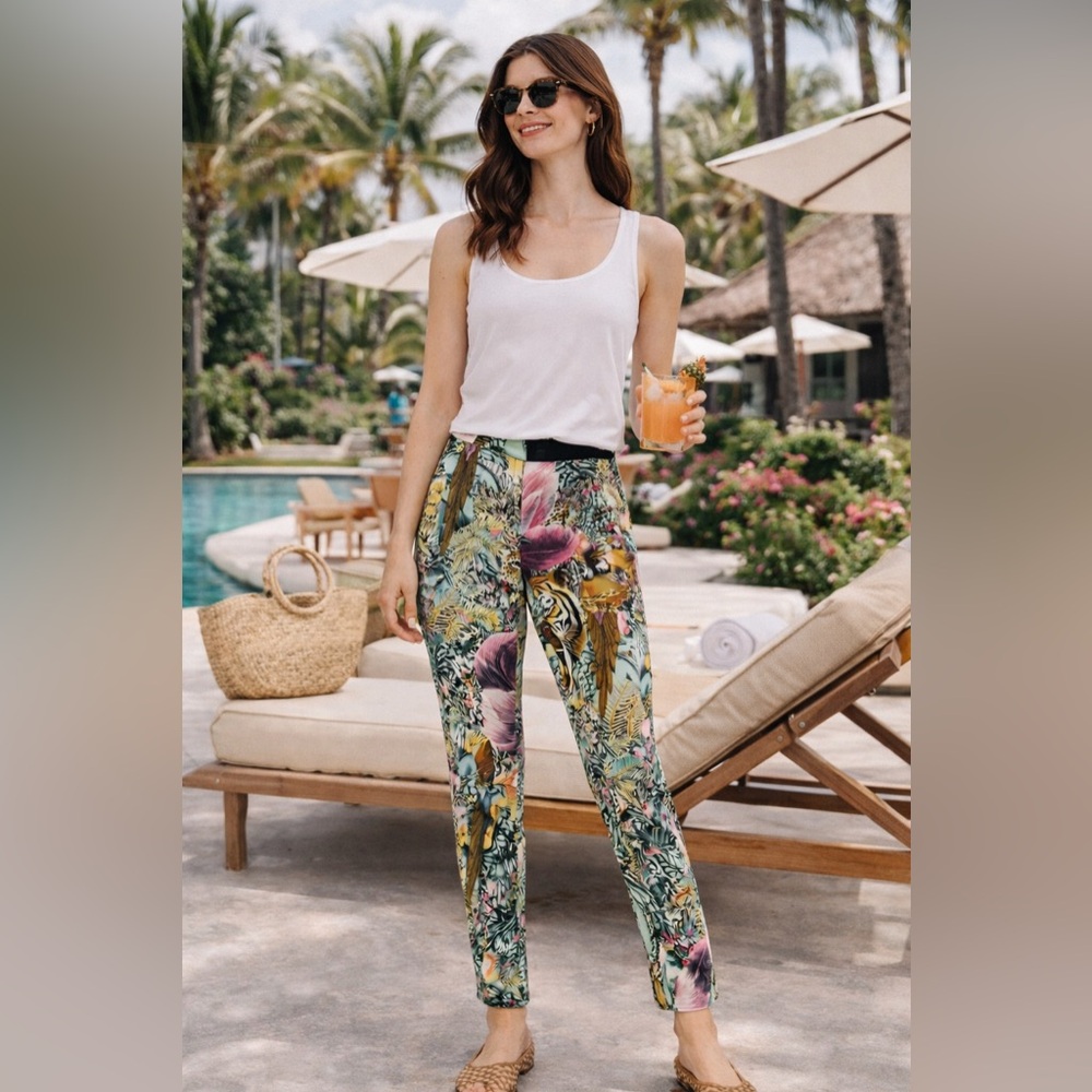 Maison Scotch Tropical Jungle Print Slim Pants – Size 2